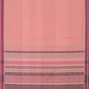 Baby Pink Handwoven Kanchi Organic Cotton Saree With Abstract Border-Baby Pink