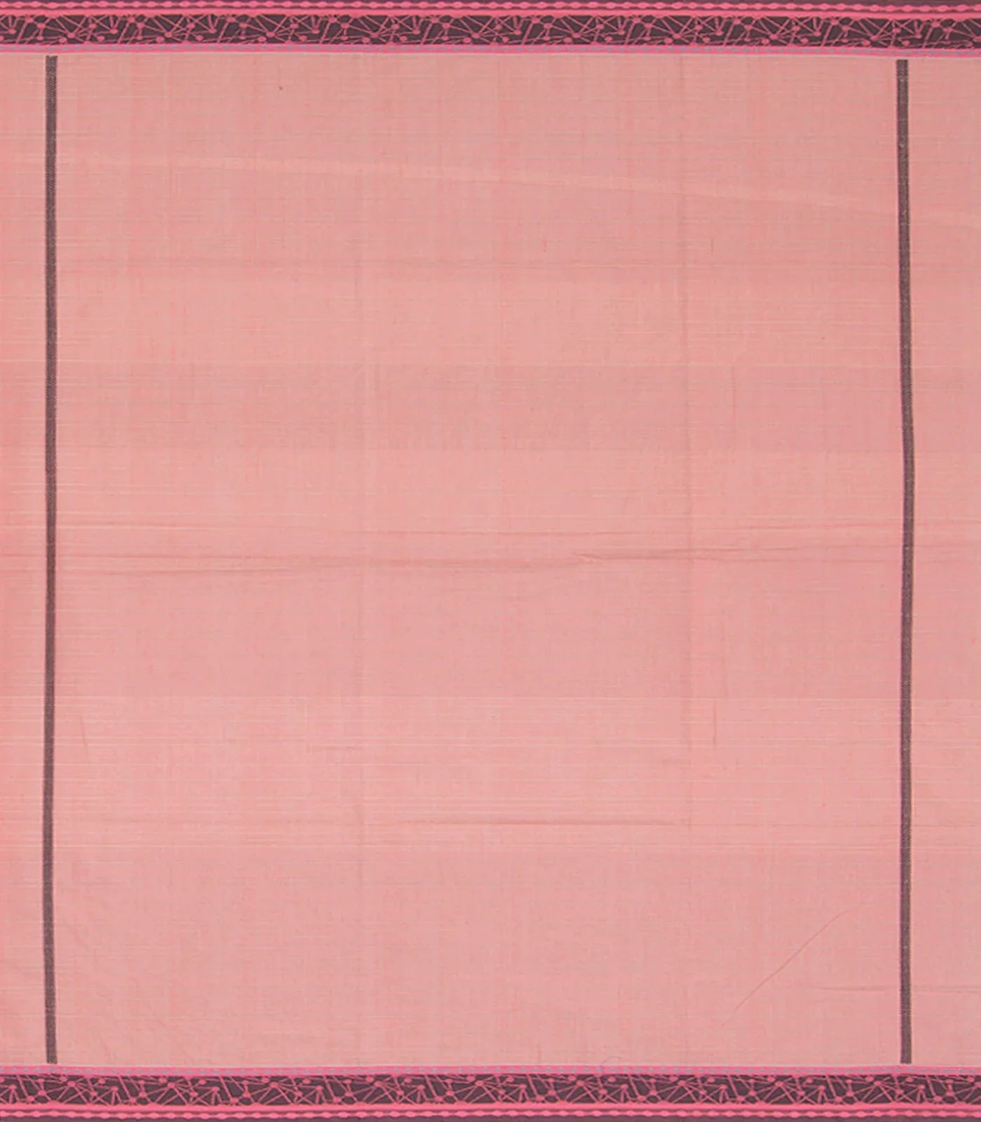 Baby Pink Handwoven Kanchi Organic Cotton Saree With Abstract Border-Baby Pink