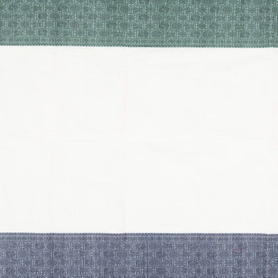 White Handloom Kanchi Cotton Saree With Annam Motifs In Ganga Jamuna Border-White