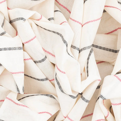 Off White Handloom Kanchi Cotton Saree With Stripes-Off White