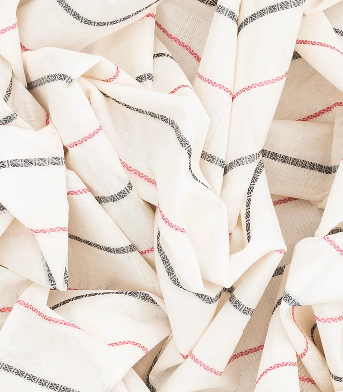 Off White Handloom Kanchi Cotton Saree With Stripes-Off White