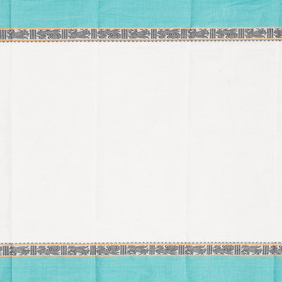 Off White Handloom Kanchi Cotton Saree With Stripes-Off White