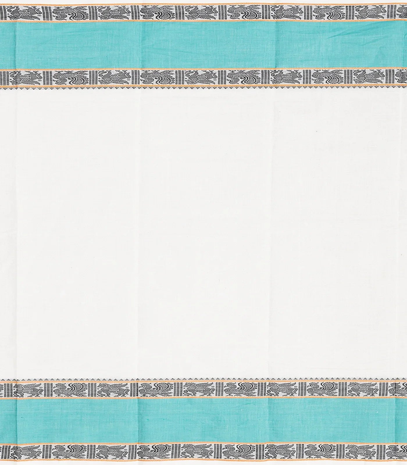 Off White Handloom Kanchi Cotton Saree With Stripes-Off White