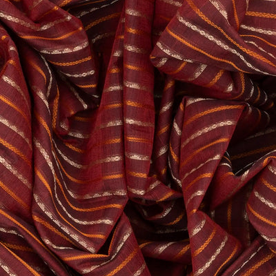 Maroon Handloom Kanchi Cotton Saree With Beldari Stripes-Maroon