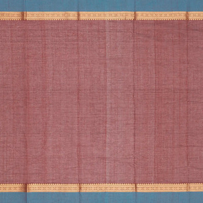 Maroon Handloom Kanchi Cotton Saree With Beldari Stripes-Maroon