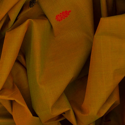 Oil Mustard Handloom Kanchi Cotton Saree With Kalasam Motifs-OIL MUSTARD