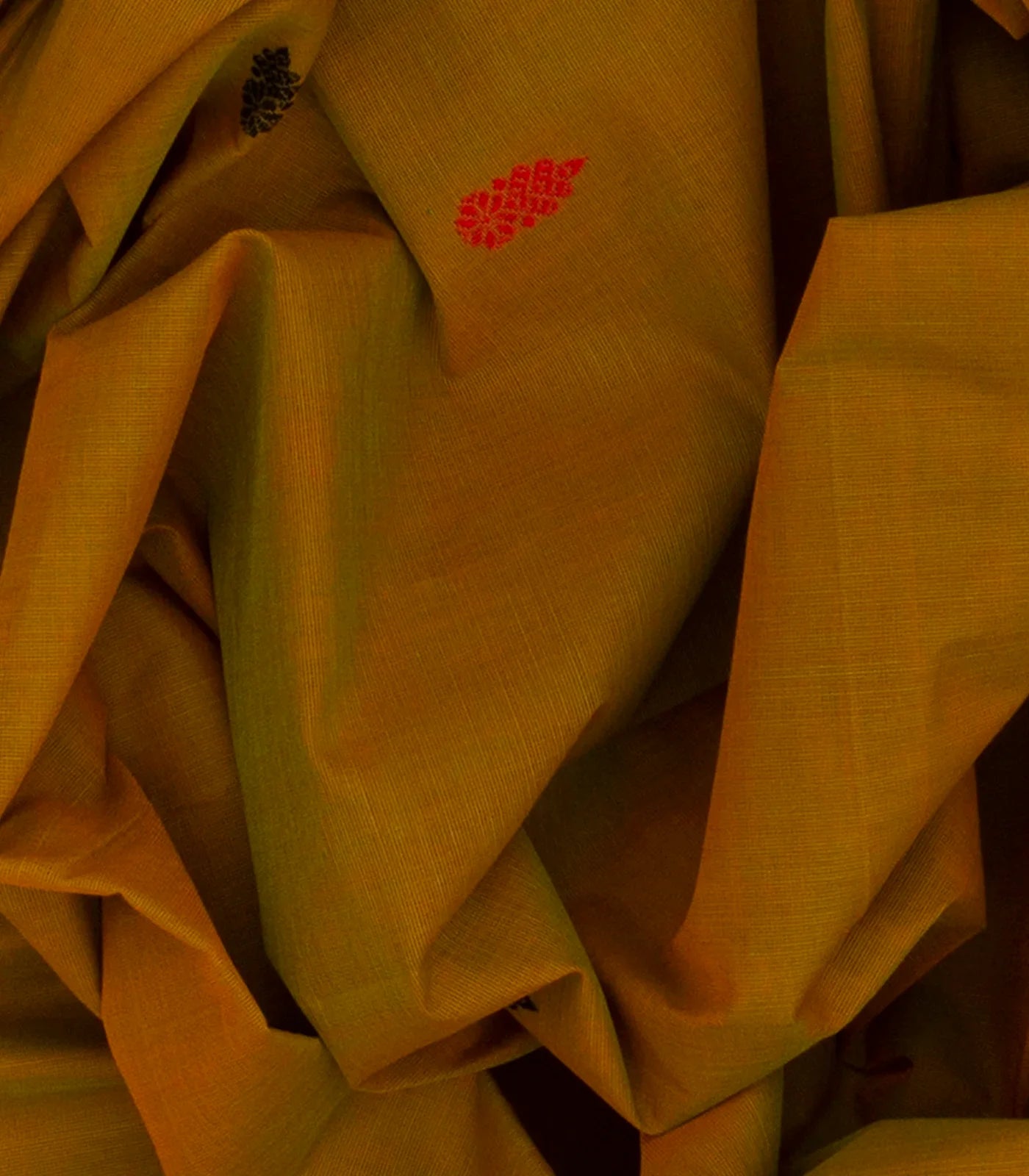 Oil Mustard Handloom Kanchi Cotton Saree With Kalasam Motifs-OIL MUSTARD