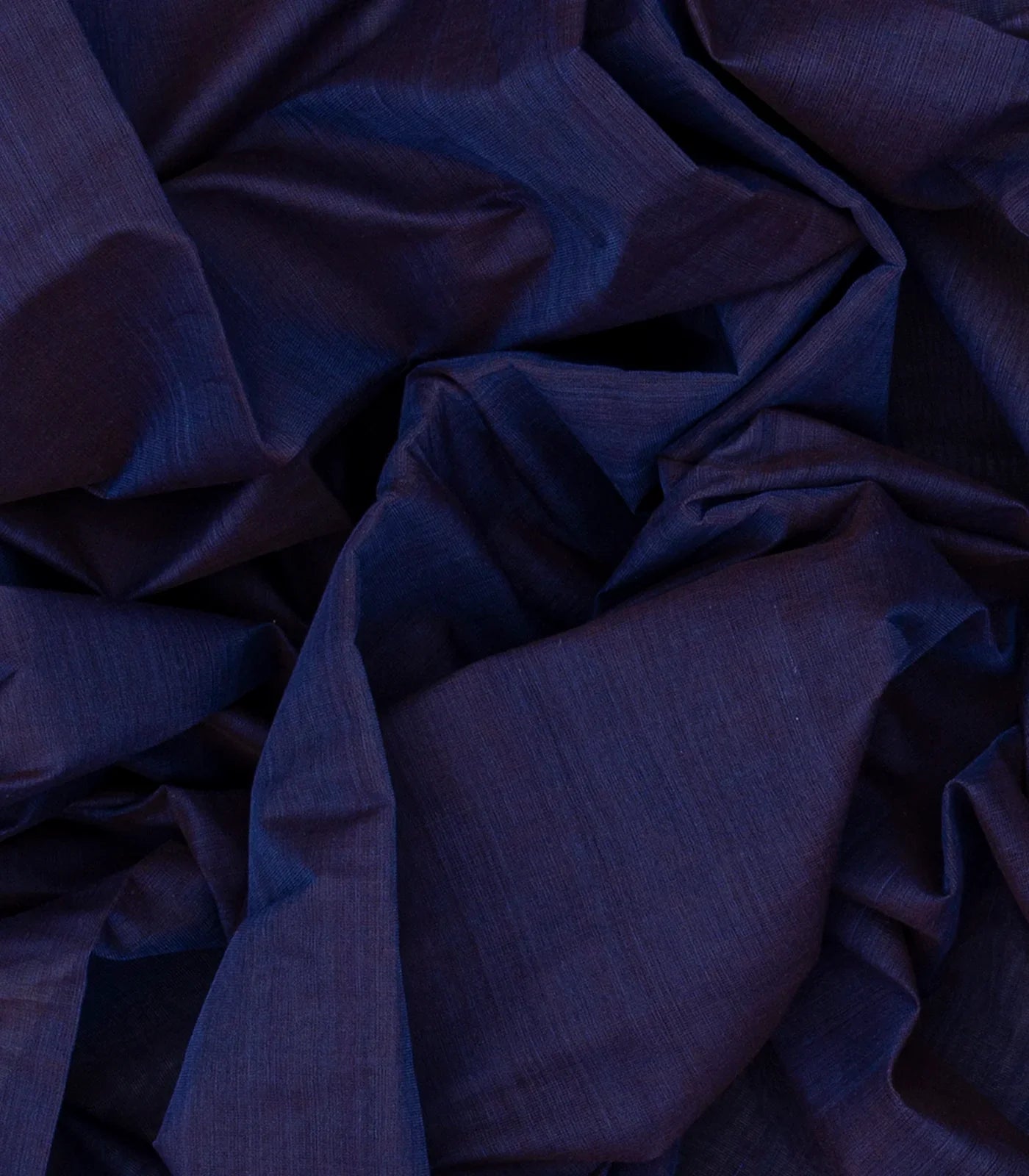 Navy Blue Handloom Plain Kanchi Cotton Saree -Navy Blue