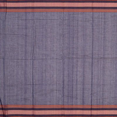 Navy Blue Handloom Plain Kanchi Cotton Saree -Navy Blue