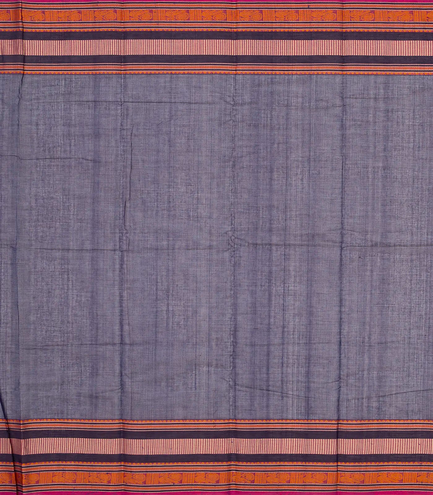 Navy Blue Handloom Plain Kanchi Cotton Saree -Navy Blue