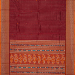 Crimson Handloom Kanchi Cotton Saree With Buttas-Crimson