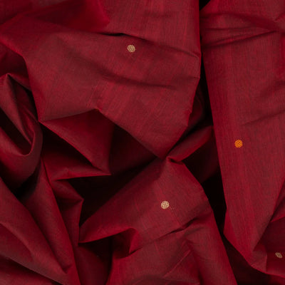 Crimson Handloom Kanchi Cotton Saree With Buttas-Crimson