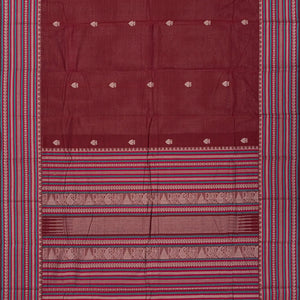 Maroon Handloom Kanchi Cotton Saree With Gandaberunda Buttas-Maroon