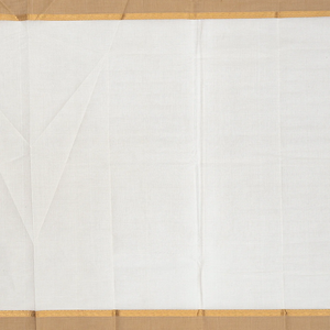 White Handloom Kanchi Cotton Saree With Stripes-White