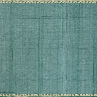 Sea Green Handloom Kanchi Cotton Saree With Mango Buttas-Sea Green