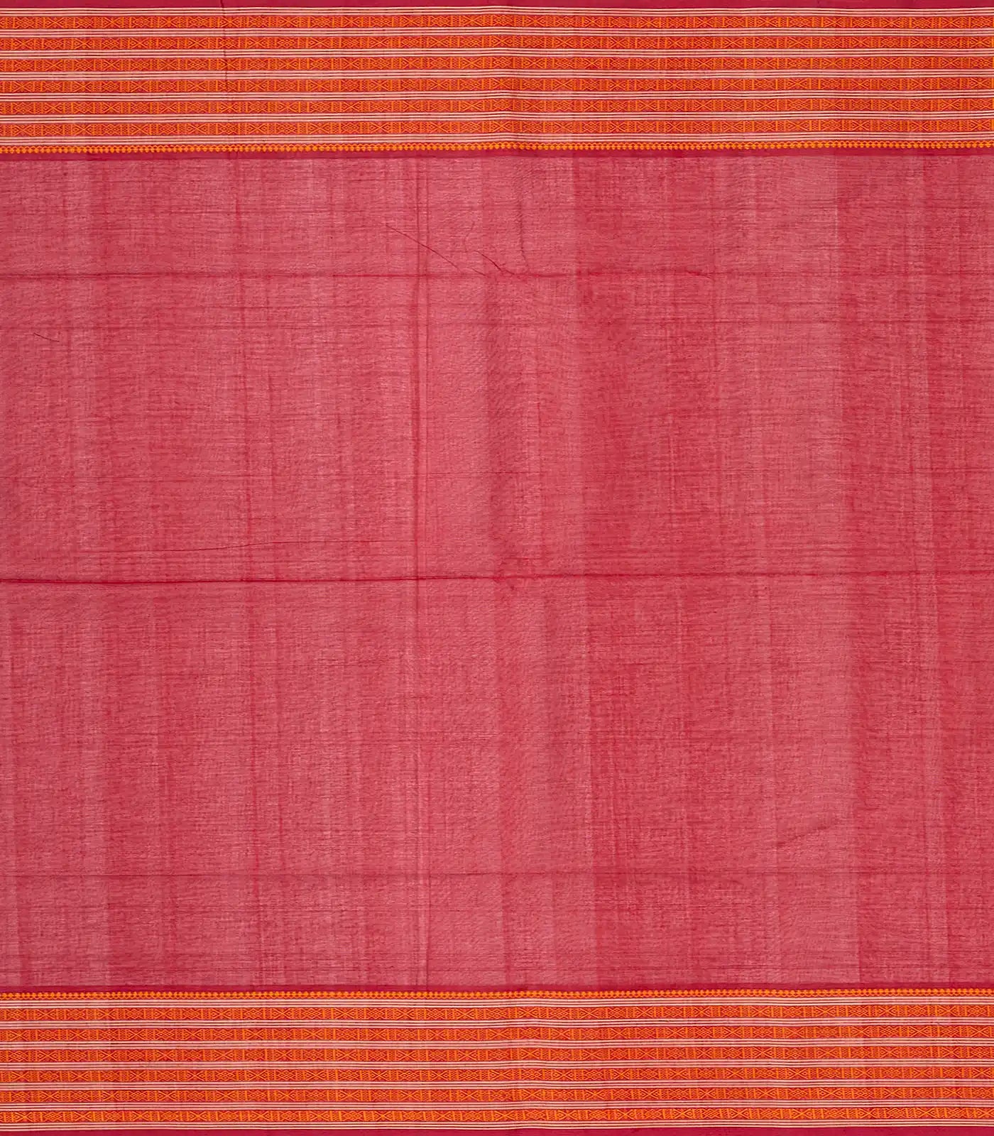Red Handloom Kanchi Cotton Saree With Veldari Stripes-Red