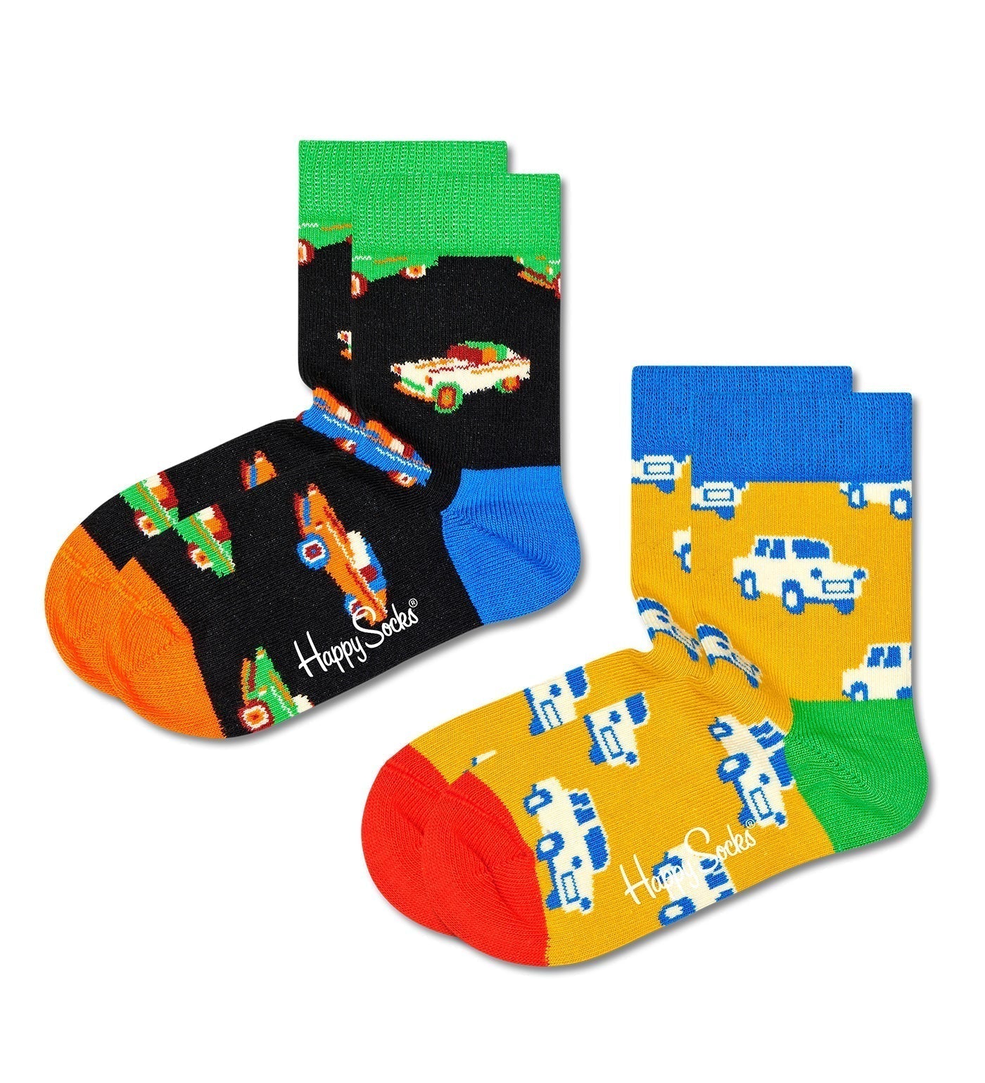 Happy Socks Unisex 2-Pack Car Crew Length Socks for Kids