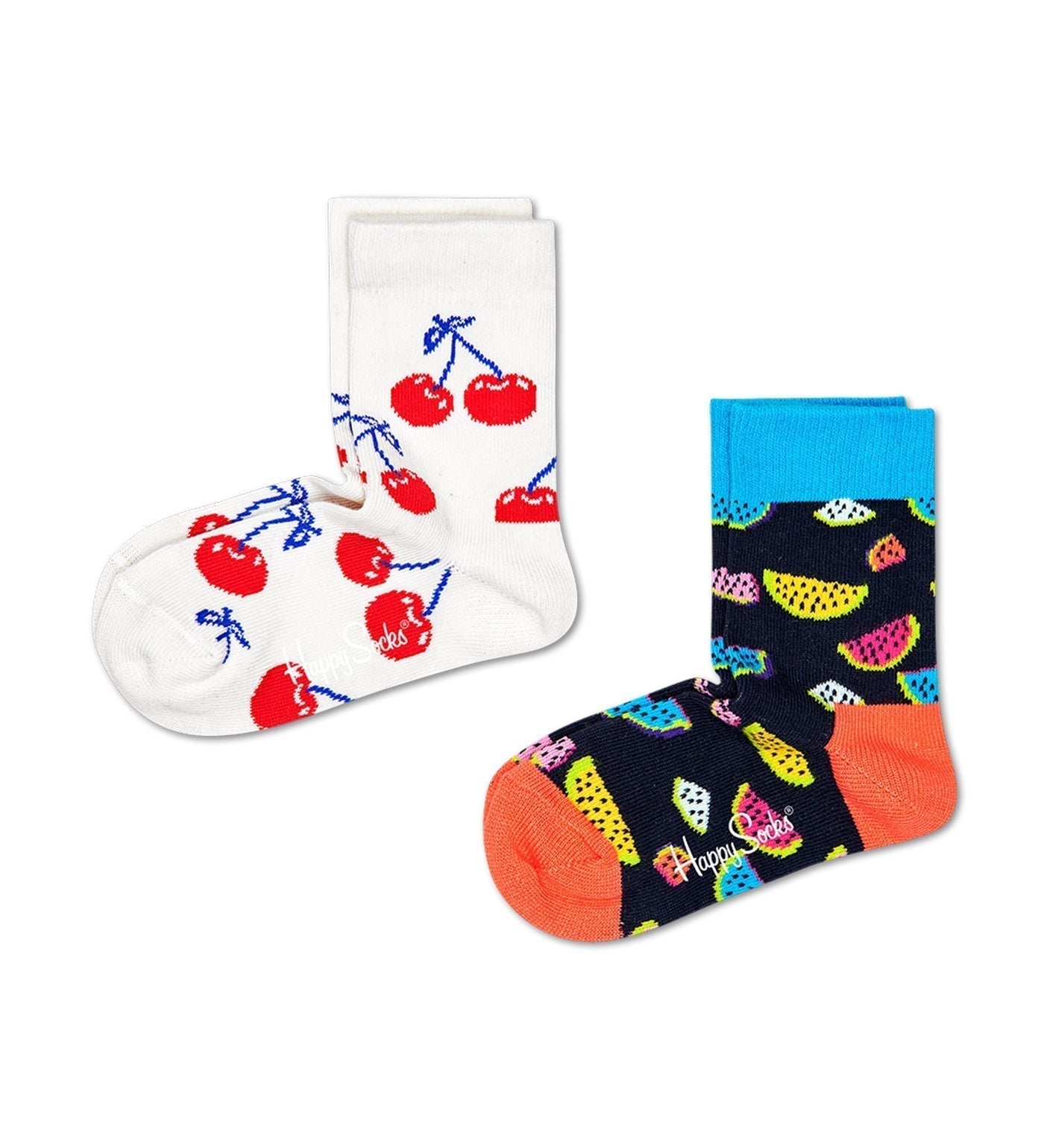 Happy Socks Unisex 2-Pack Fruit Crew Length Socks for Kids