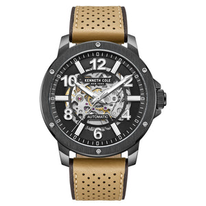 Kenneth Cole Men's Automatic Black Dial & Brown Leather Strap Watch