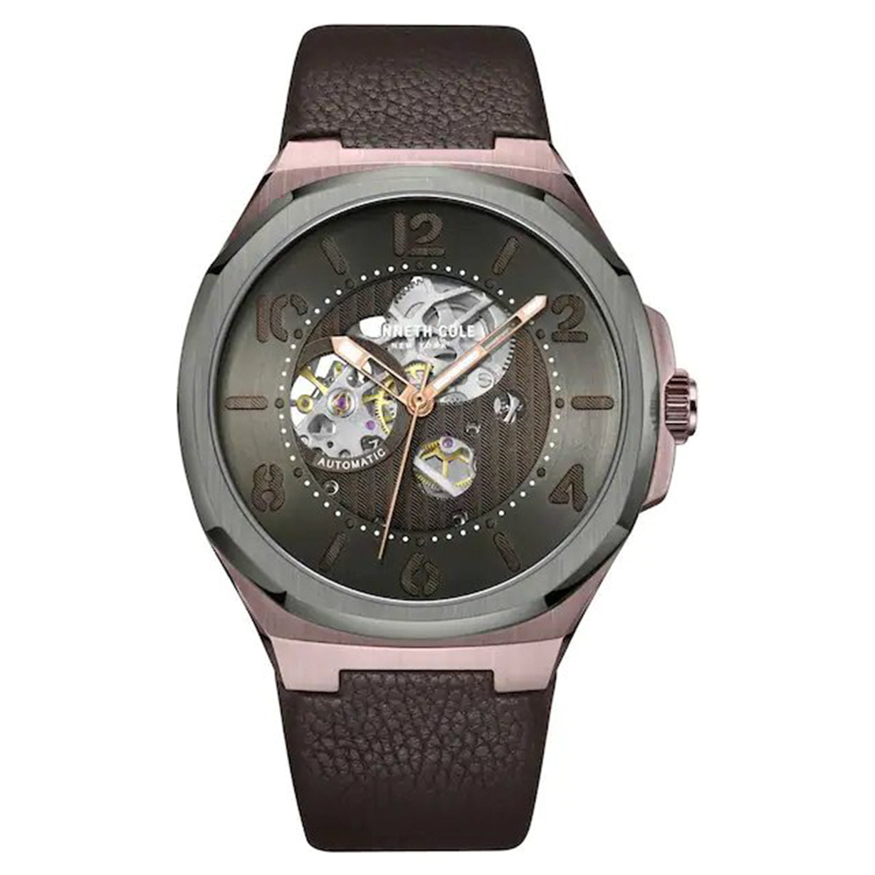 Kenneth Cole Automatic Grey Dial & Brown Leather Strap Watch for Men