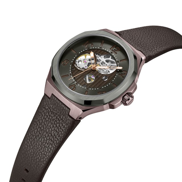 Kenneth Cole Automatic Grey Dial & Brown Leather Strap Watch for Men
