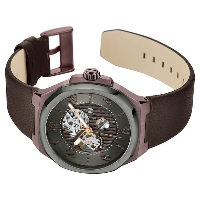 Kenneth Cole Automatic Grey Dial & Brown Leather Strap Watch for Men
