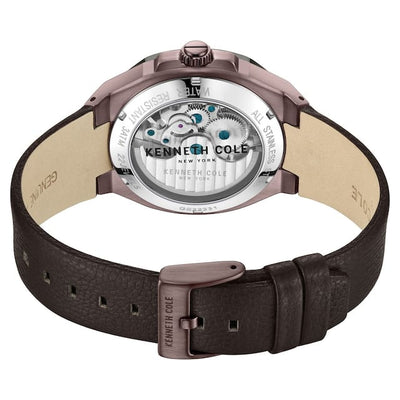 Kenneth Cole Automatic Grey Dial & Brown Leather Strap Watch for Men