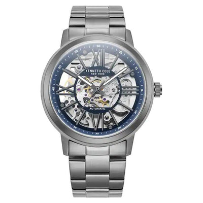 Kenneth Cole Automatic Skeleton Blue Dial Grey Chain Men's Watch