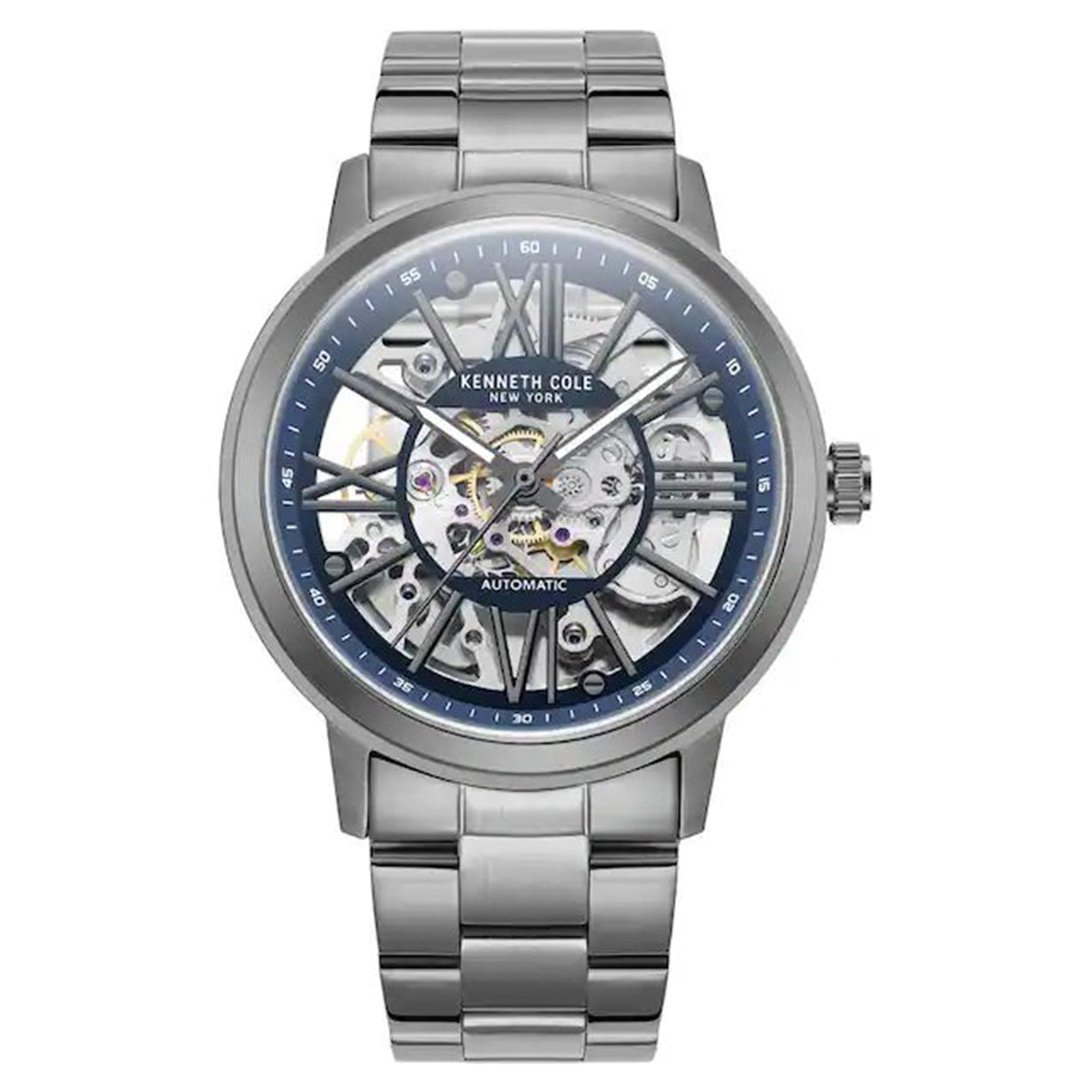 Kenneth Cole Automatic Skeleton Blue Dial Grey Chain Men's Watch