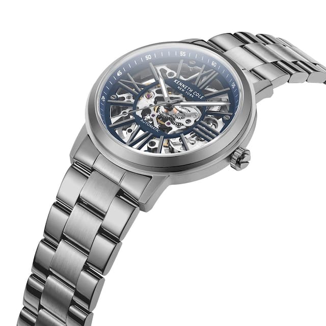 Kenneth Cole Automatic Skeleton Blue Dial Grey Chain Men's Watch