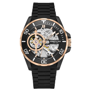 Kenneth Cole Men's Automatic Black Dial & Silicone Strap Watch