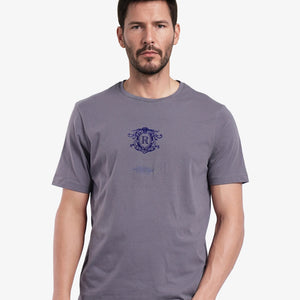 Rare Rabbit Men Ker Light Grey Short Sleeve Crew Neck Graphic Print T-Shirt
