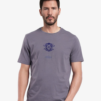 Rare Rabbit Men Ker Light Grey Short Sleeve Crew Neck Graphic Print T-Shirt
