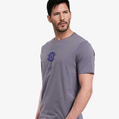 Rare Rabbit Men Ker Light Grey Short Sleeve Crew Neck Graphic Print T-Shirt