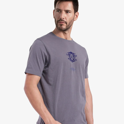 Rare Rabbit Men Ker Light Grey Short Sleeve Crew Neck Graphic Print T-Shirt