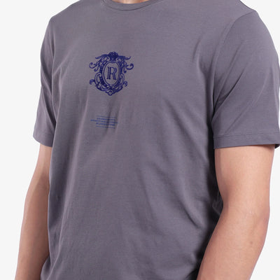 Rare Rabbit Men Ker Light Grey Short Sleeve Crew Neck Graphic Print T-Shirt