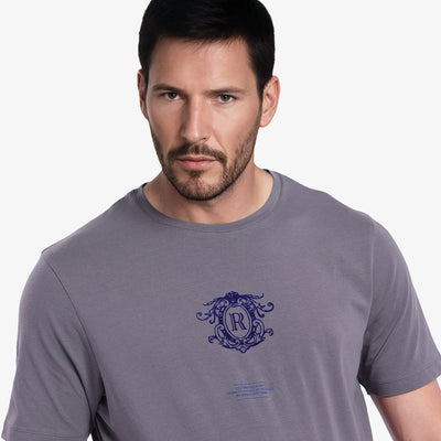 Rare Rabbit Men Ker Light Grey Short Sleeve Crew Neck Graphic Print T-Shirt