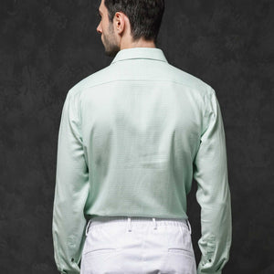 Rare Rabbit Mens Kinate Pastel Green Full Sleeve Solid Houndstooth Check Shirt