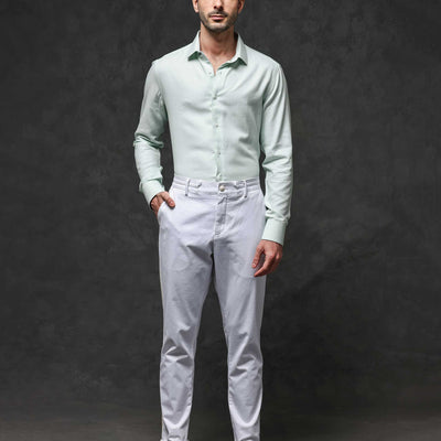 Rare Rabbit Mens Kinate Pastel Green Full Sleeve Solid Houndstooth Check Shirt