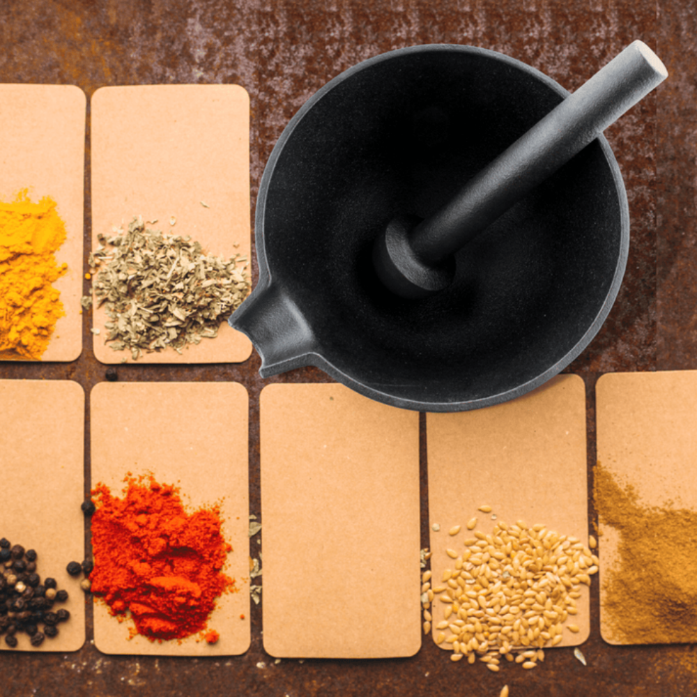 Trilonium Pre-Seasoned Cast Iron Khal batta | Mortar and Pestle - Herbs and spice masher | Black