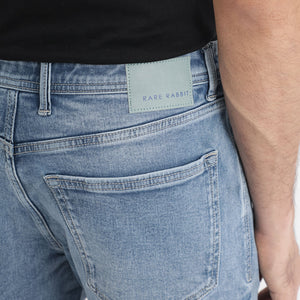 Rare Rabbit Men's Klune Blue Mid Wash Mid-Rise Regular Fit Jeans