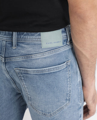 Rare Rabbit Men's Klune Blue Mid Wash Mid-Rise Regular Fit Jeans