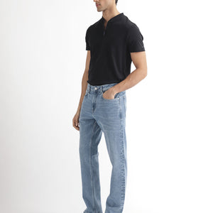 Rare Rabbit Men's Klune Blue Mid Wash Mid-Rise Regular Fit Jeans