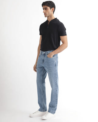 Rare Rabbit Men's Klune Blue Mid Wash Mid-Rise Regular Fit Jeans