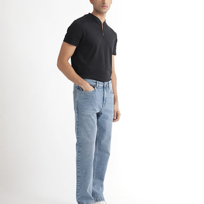 Rare Rabbit Men's Klune Blue Mid Wash Mid-Rise Regular Fit Jeans