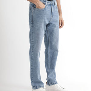 Rare Rabbit Men's Klune Blue Mid Wash Mid-Rise Regular Fit Jeans
