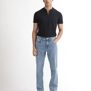 Rare Rabbit Men's Klune Blue Mid Wash Mid-Rise Regular Fit Jeans