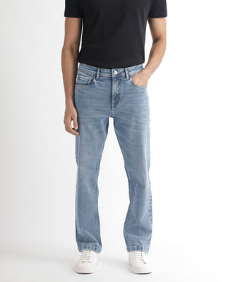 Rare Rabbit Men's Klune Blue Mid Wash Mid-Rise Regular Fit Jeans