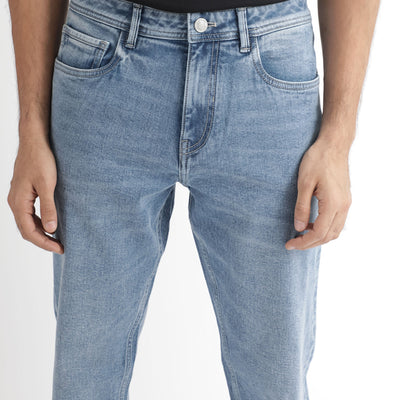 Rare Rabbit Men's Klune Blue Mid Wash Mid-Rise Regular Fit Jeans