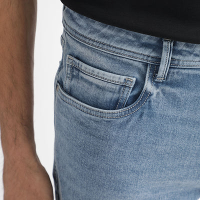 Rare Rabbit Men's Klune Blue Mid Wash Mid-Rise Regular Fit Jeans